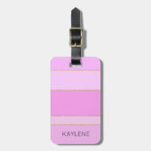 Personalisierter Goldstreifen - Rosa Streifen - Ge Gepäckanhänger (Vorderseite vertikal)