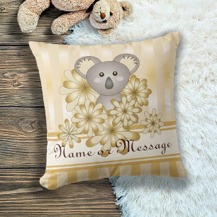 Personalisierter Goldstreifen Süßer Baby Koala Bär Kissen