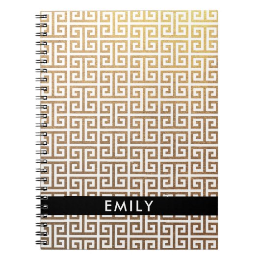 Personalisierter Goldstreifen und weißer griechisc Notizblock (Vorderseite)