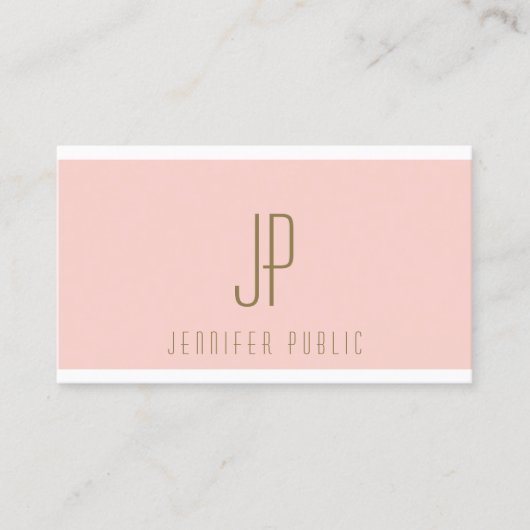 Personalisierter Goldtext Rosa Modernes Monogramm Visitenkarte (Vorderseite)