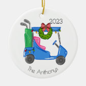 Personalisierter Golf Cart Weihnachtslichter Keramik Ornament (Vorne)