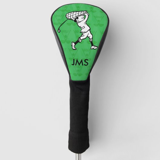 Personalisierter Golf-Cartoongolfspieler Golf Headcover (Vorderseite)