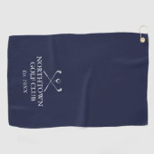 Personalisierter Golf Club Name Navy Blue Golfhandtuch (Horizontal)