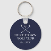 Personalisierter Golf Club Name Navy Blue Schlüsselanhänger (Rückseite)