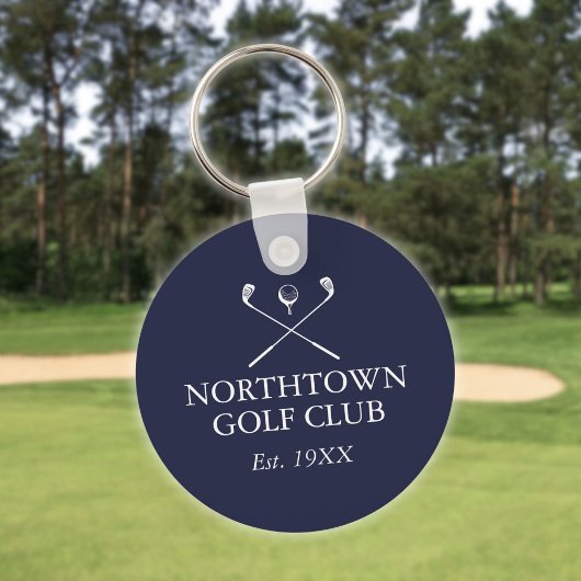 Personalisierter Golf Club Name Navy Blue Schlüsselanhänger