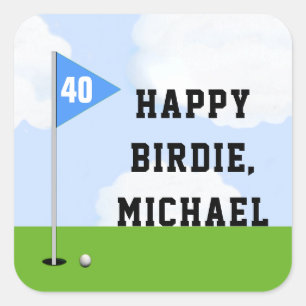 Personalisierter Golf-Geburtstag Quadratischer Aufkleber