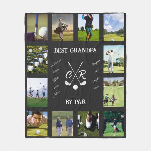 Personalisierter Golf Großmutter-Vater Mama Foto Fleecedecke (Vorderseite)