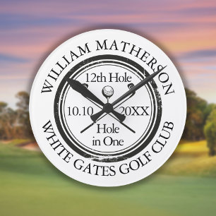 Personalisierter Golf‑Hole‑in‑One‑Klassiker Runde Wanduhr