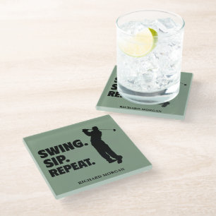 Personalisierter Golf Swing Sip Wiederholung Glasuntersetzer
