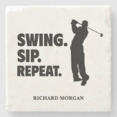 Personalisierter Golf Swing Sip Wiederholung Steinuntersetzer (Vorderseite)