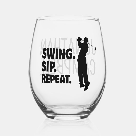 Personalisierter Golf Swing Sip Wiederholung Weinglas Ohne Stiel (Vorderseite)
