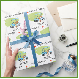 Personalisierter Golf Themenname Abschluss Geschenkpapier