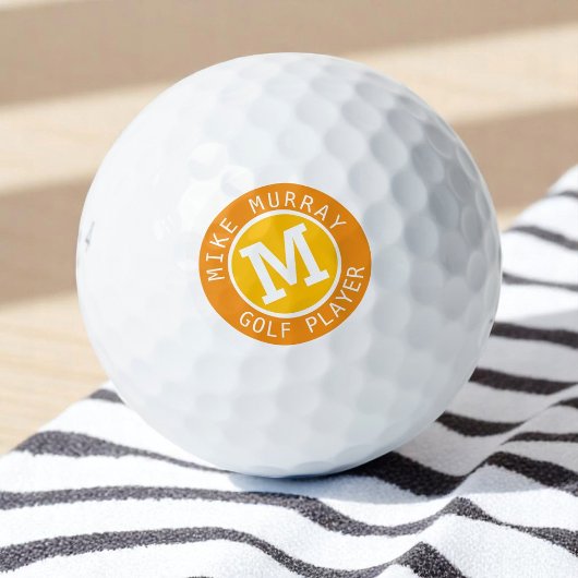 Personalisierter Golfball mit gelb-orangefarbenem