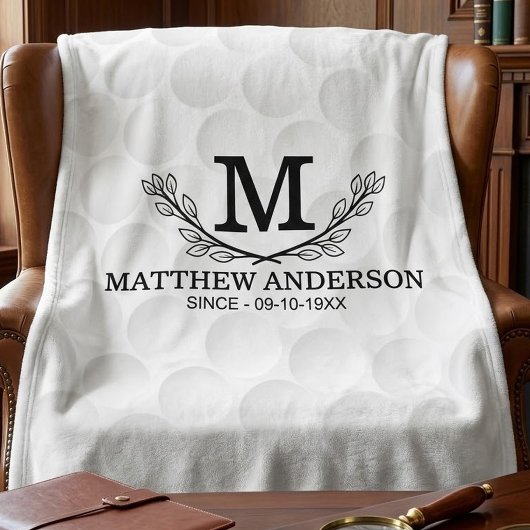 Personalisierter Golfball-Mustername Monogramm Alt Fleecedecke