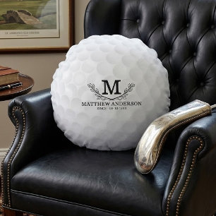 Personalisierter Golfball-Mustername Monogramm Alt Rundes Kissen