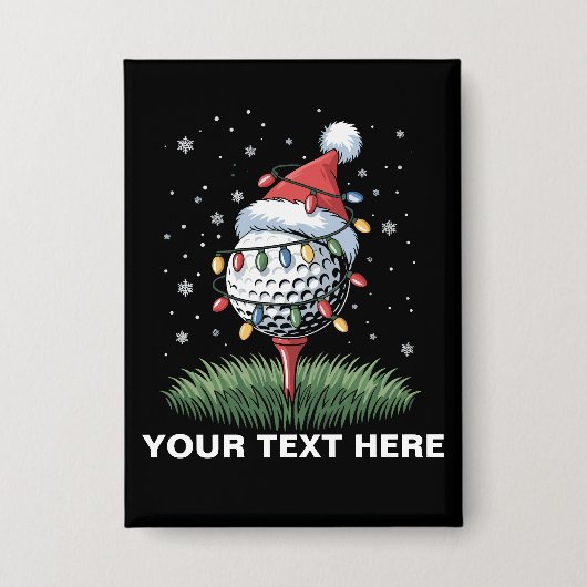 Personalisierter Golfball-Weihnachtsbaum-Santa-Hut Button (Vorderseite)