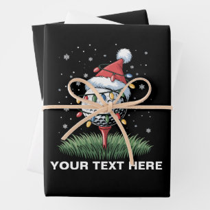 Personalisierter Golfball-Weihnachtsbaum-Santa-Hut Geschenkpapier Set
