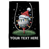 Personalisierter Golfball-Weihnachtsbaum-Santa-Hut Mittlere Geschenktüte (Vorderseite)