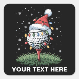 Personalisierter Golfball-Weihnachtsbaum-Santa-Hut Quadratischer Aufkleber