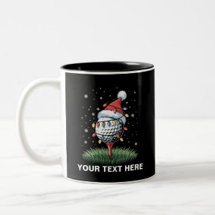 Personalisierter Golfball-Weihnachtsbaum-Santa-Hut Zweifarbige Tasse