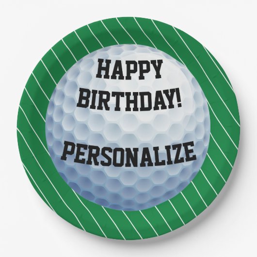 Personalisierter Golfball zum Geburtstag Pappteller (Vorderseite)