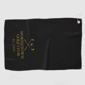 Personalisierter Golfclub Name Black and Gold Golfhandtuch (Horizontal)