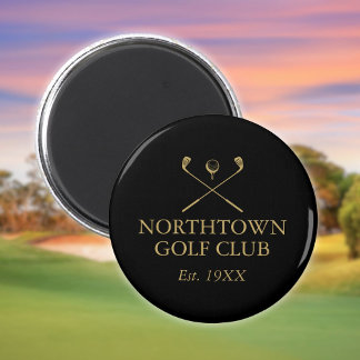 Personalisierter Golfclub Name Black and Gold Magnet