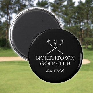 Personalisierter Golfclub Name Black and White Magnet