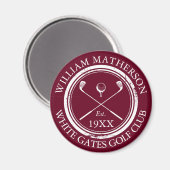 Personalisierter Golfclub Name Burgundy Magnet (Vorderseite/Rückseite)