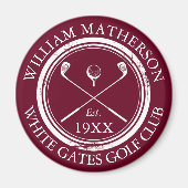 Personalisierter Golfclub Name Burgundy Magnet (Vorne)