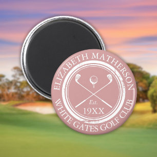 Personalisierter Golfclub-Name Dusty Rose Pink Magnet
