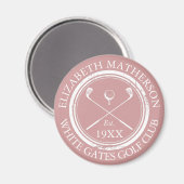 Personalisierter Golfclub Name Dusty Rose Rosa Magnet (Vorderseite/Rückseite)