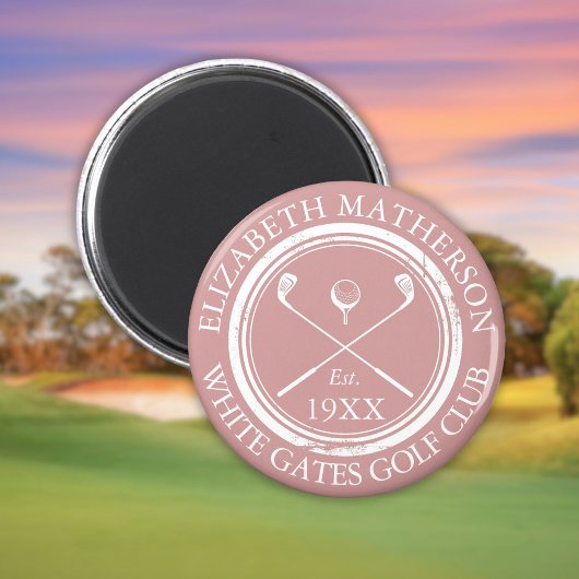 Personalisierter Golfclub Name Dusty Rose Rosa Magnet