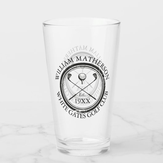 Personalisierter Golfclub Name Golf Glas (Rückseite)