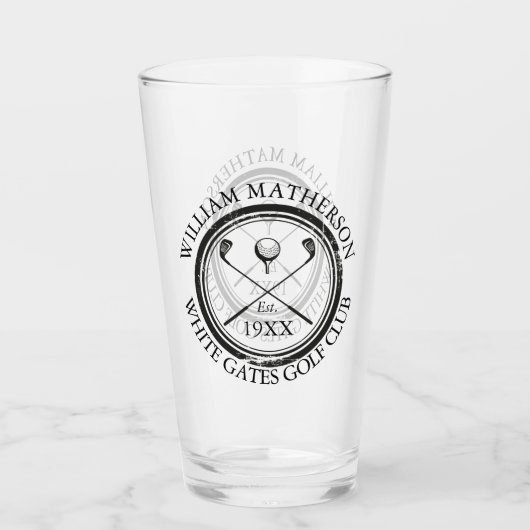 Personalisierter Golfclub Name Golf Glas (Vorderseite)