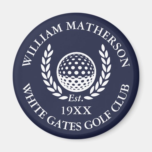 Personalisierter Golfclub-Name Navy Blau Magnet (Vorne)