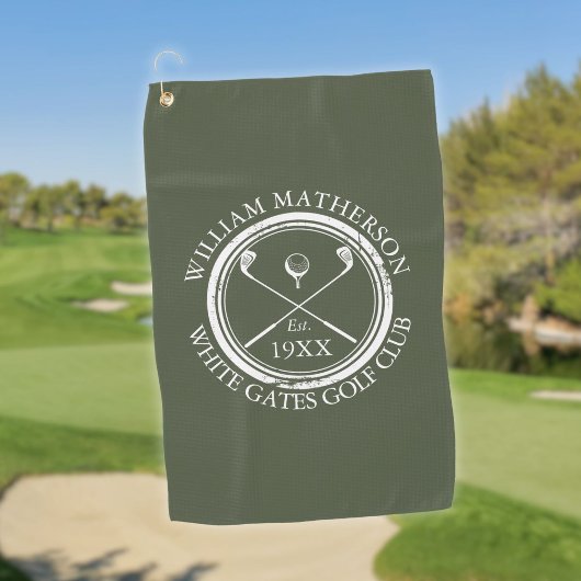 Personalisierter Golfclub Name Olive Green Golfhandtuch