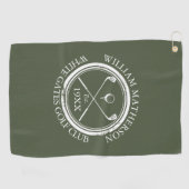 Personalisierter Golfclub Name Olive Green Golfhandtuch (Horizontal)
