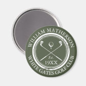Personalisierter Golfclub Name Olive Green Magnet (Vorderseite/Rückseite)