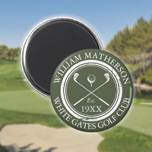 Personalisierter Golfclub-Name Olivgrün Magnet