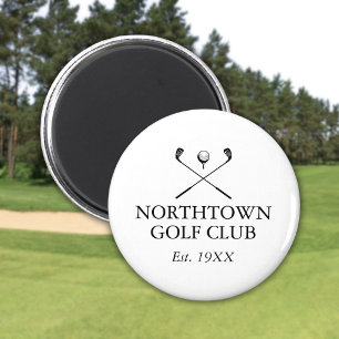 Personalisierter Golfclub-Name Schwarz und Weiß Magnet