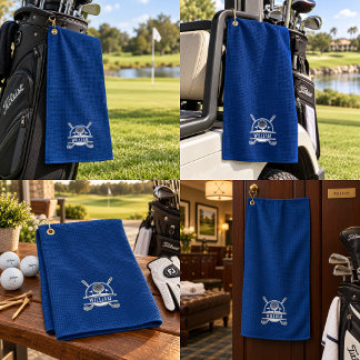 Personalisierter Golfer-Name Monogramm Navy Blau Golfhandtuch