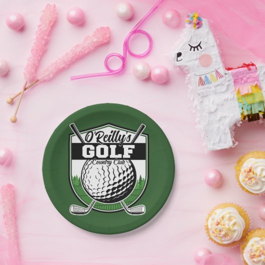 Personalisierter Golfer Player Pro Golf Country Cl Pappteller (Party)