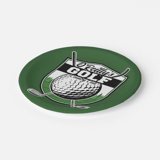 Personalisierter Golfer Player Pro Golf Country Cl Pappteller (Schrägansicht)