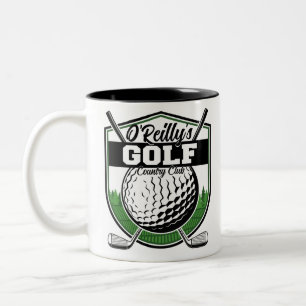 Personalisierter Golfer-Spieler Pro Golf Country C Zweifarbige Tasse