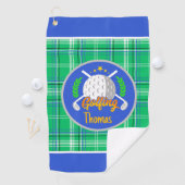 Personalisierter Golfgrün-Kariert Golfhandtuch (Insitu)
