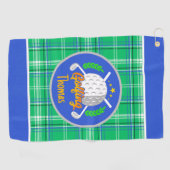 Personalisierter Golfgrün-Kariert Golfhandtuch (Horizontal)