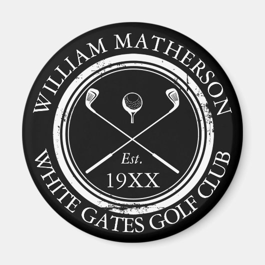 Personalisierter Golfklub Name Golf Alter Briefmar Magnet (Vorne)