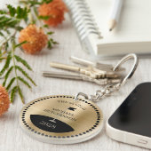 Personalisierter Golfklubname Jahr Gold Schlüsselanhänger (Vorderseite rechts)