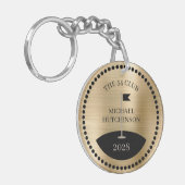 Personalisierter Golfklubname Jahr Gold Schlüsselanhänger (Vorderseite links)